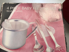 SILVER PLATED 4 PIECE BABY FEEDING SET ROGERS AND SON