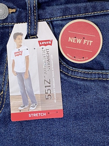 Auténticos pantalones vaqueros elásticos rectos LEVI'S para jóvenes niños 551Z azules $42 nuevos con etiquetas - Imagen 5 de 10
