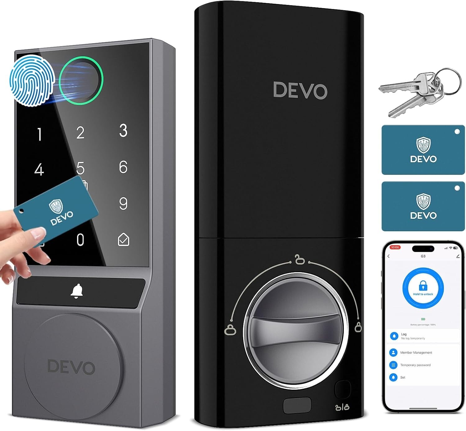 DEVO G3 Wi-Fi Smart Lock with Fingerprint Keyless Entry and App Remote Control-image
