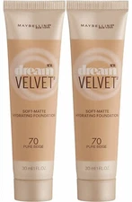 LOT OF 2 - Maybelline Dream Velvet Soft Hydrating Foundation 70 PURE BEIGE