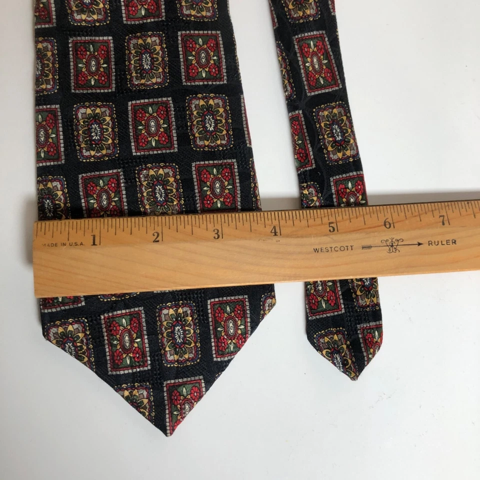 Wembley Silk Tie Geometric Black Red Mens Necktie Office Work Formal Gift USA Foto 3 de 4