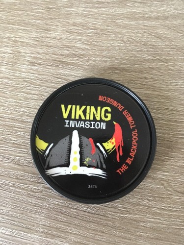 THE BLACKPOOL TOWER DUNGEON VIKING INVASION POP BADGE MERLIN KIDS GIRLS BOY FUN - Picture 2 of 3