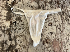 True Vintage Victoria Secret Signature Waistband V String Cotton White Medium