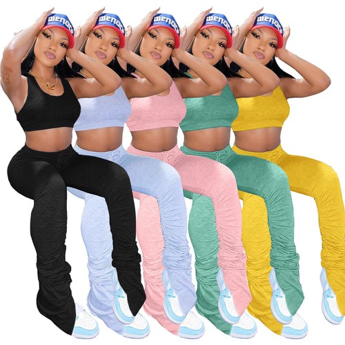Women Crop Top Tracksuit Fitness 
