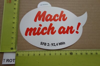 Alter Aufkleber TV Fernsehen Radio Sender Sendung SFB 2 Berlin MACH MICH AN