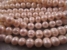 White Freshwater Pearl Potato Ringed 8mm Beads 62pcs