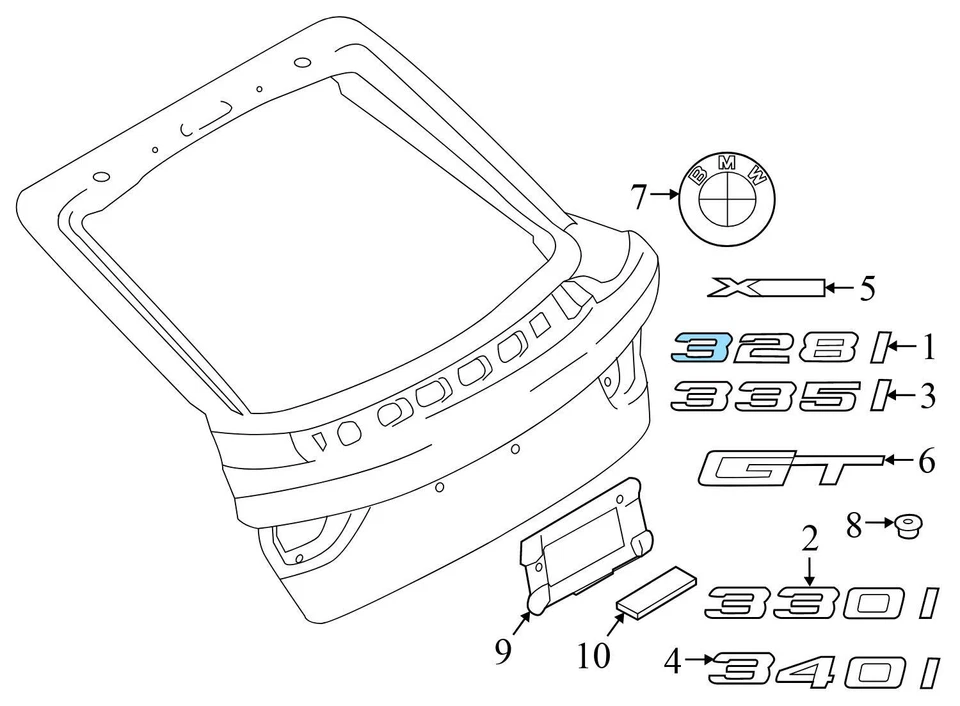 BMW 328I GT XDRIVE 2014-2016 2,0 L - emblema/insignia del maletero (328I) 7351967 Foto 2 de 4