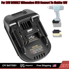 Upgrade USB Battery Adapter for Dewalt 20V Milwaukee 18V Convert to Makita 18V