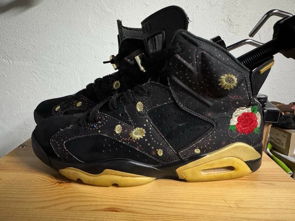 Air Jordan 6 Retro Año Nuevo Chino 2018 Negro Dorado Rojo Rosa Hombre’s Talla 11 Foto 2 de 4