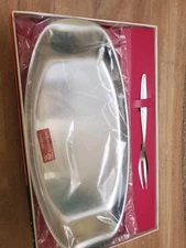 Vtg New WMF-CROMARGAN Stainless Steel MCM Petite Appetizer Server Tray w/Fork