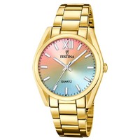 Festina Damenuhr Edelstahl Gold Festina Boyfriend Armbanduhr UF20640/7