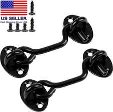 2 Pack 6'' Door Latch Door Lock Hardware, 6'' Hook and Eye Gate Latch Easy Lock 