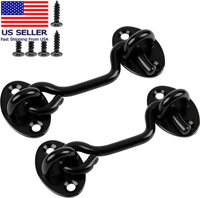 2 Pack 6'' Door Latch Door Lock Hardware, 6'' Hook and Eye Gate Latch Easy Lock 