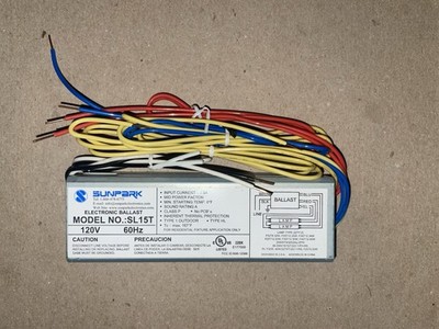 SUNPARK ELECTRONIC BALLAST 120V 60Hz FOR FLUORESCENT LAMPS-MODEL# SL15T (NEW)