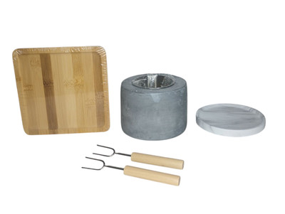 Roundfire Concrete Tabletop Fire Pit - Opened Package, As Pictured, Missing Lid