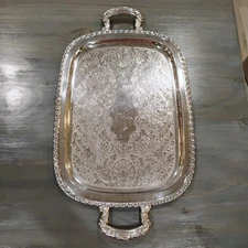 Vintage Oneida Silver Plated Victorian Style Butlers Serving Tray Platter