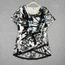 Adore Top Large Abstract Lace Patchwork Textured Tunic Artsy To Wear Fairy Flowy