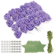 504pcs Foam Rose Heads 1.5-2.5 cm for DIY Crafts Accessories, Purple