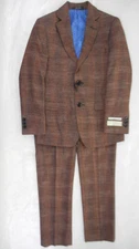 Boys T.O. Brown & Orange Jacket & Pants 2PC. Suit Classic & Husky Sizes 8 - 20