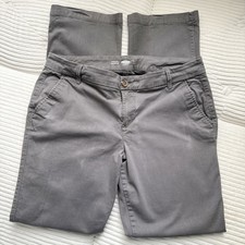 Old Navy Women s Perfect Khaki Pants Boot Cut Gray Size 12 Long Cotton Stretch