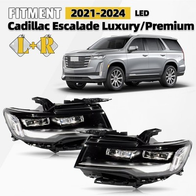 LED Headlight For 2021-2024 Cadillac Escalade Luxury/Premium Chrome Left+Right