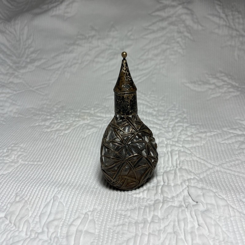 Antique Japanese Meiji Bamboo Silver Miniature or Perfume - Bamboo Design