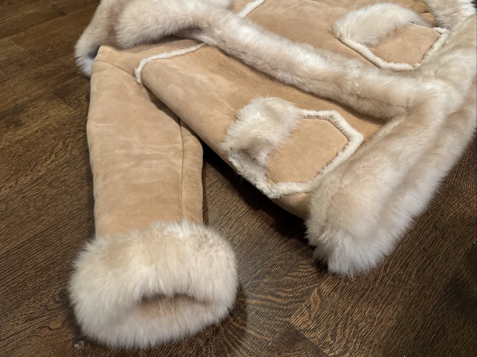 Vintage 80s Overland Sheepskin Co Womens Sheepskin Shearling LARGE Coat - READ - Image 4 of 4