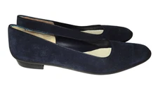 Vintage 50's Salvatore Ferragamo Navy Suede Leather Flats Women's 9N Italy-READ