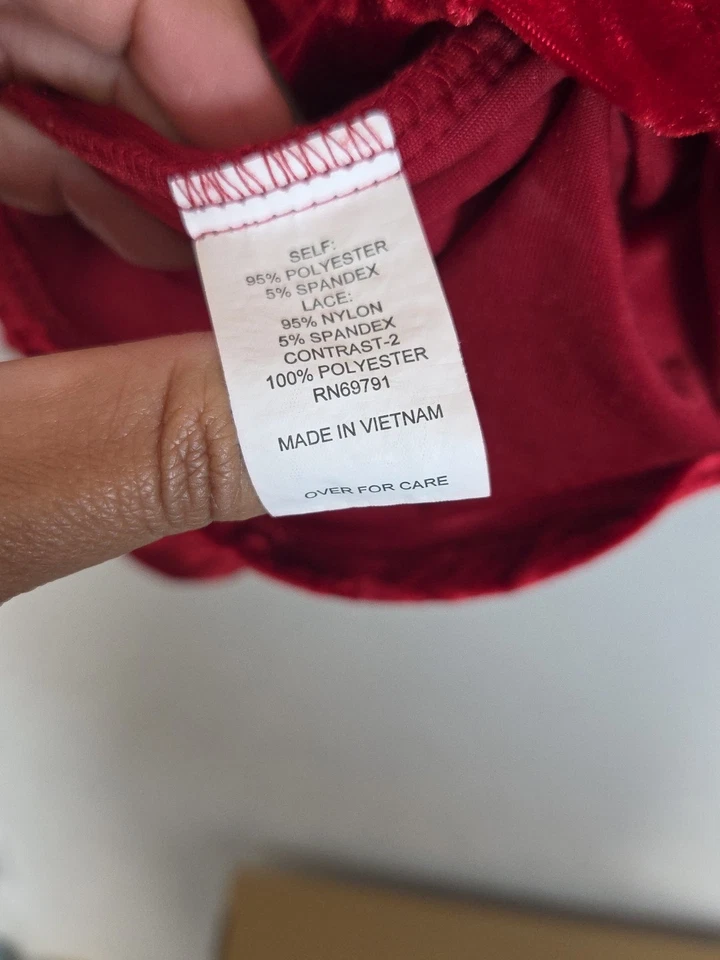 Top Fig and Flower para mujer XL de terciopelo rojo manga campana de encaje artístico boho caprichoso Foto 4 de 4