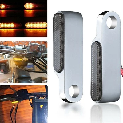 2X Motorrad Lenkerarmatur LED Blinker Lauflicht Laufeffekt 12V Chrom Für Harley - Bild 1 von 4
