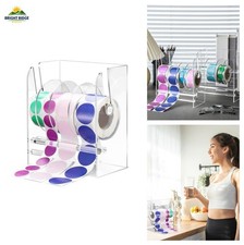 Sticker Holder Organizer Dispenser Acrylic 4 Disks Adjustable Label Storage