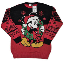 Forever 21 Disney Mickey Mouse Christmas Sweater Red Black Size M NWT