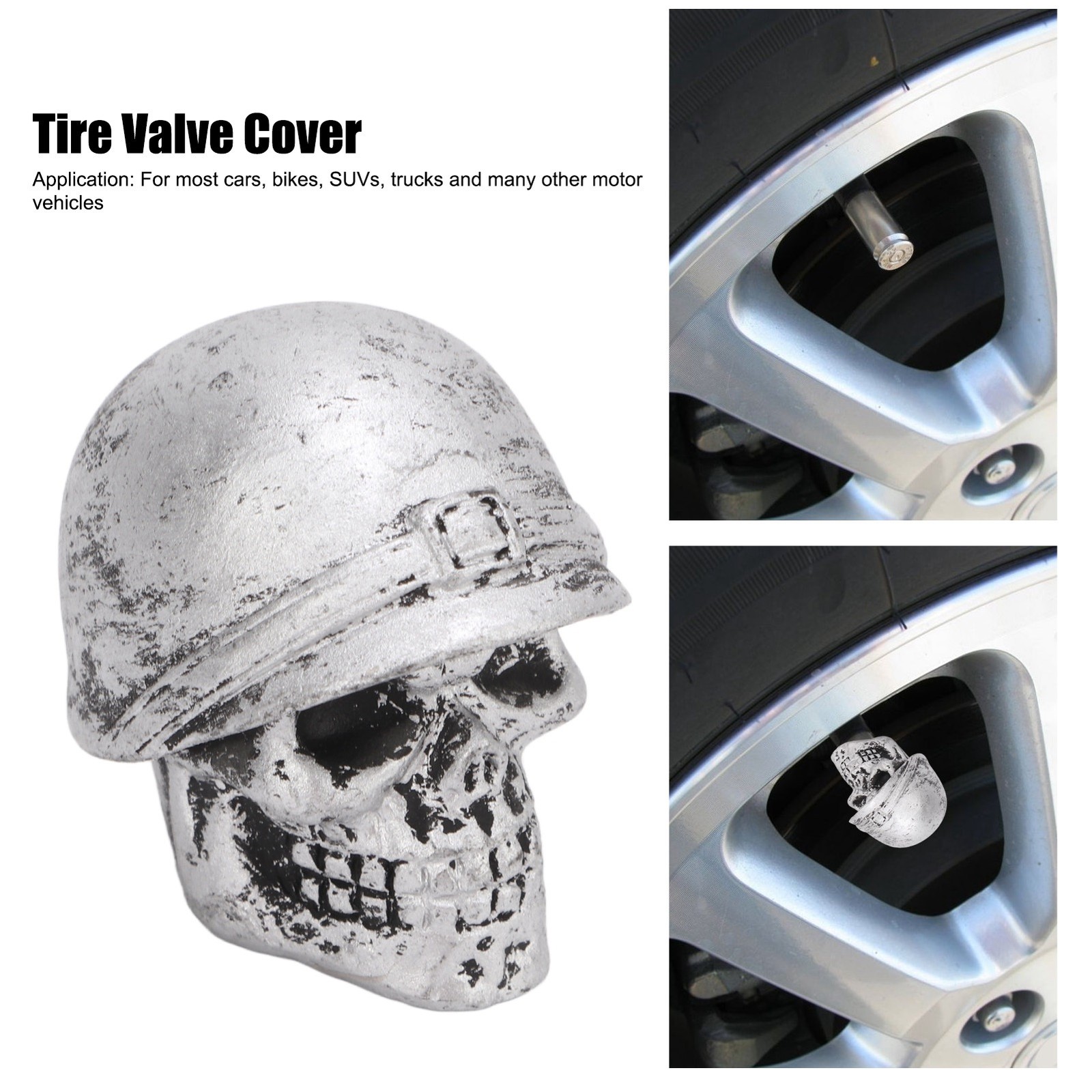 4PCS Tire Valve Caps Skull Style Anti Oxidization Universal For Cars Trucks