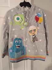 Disney Pixar 100 Monsters Inc Up Hoodie Boys 4 Mike Sulley Gray Full Zip Jacket