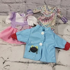 Vintage Doll Clothes Lot Of 3pcs Frog Raincoat Shimmer Glitter Dresses