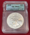 2009 MS69 ICG GREEN LABEL $1 AMERICAN SILVER EAGLE COIN 1oz .999 FINE SILVER.