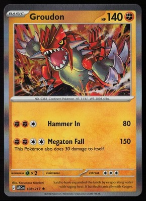 Groudon 108/217 Rare ME: Ascended Heroes Holofoil NM
