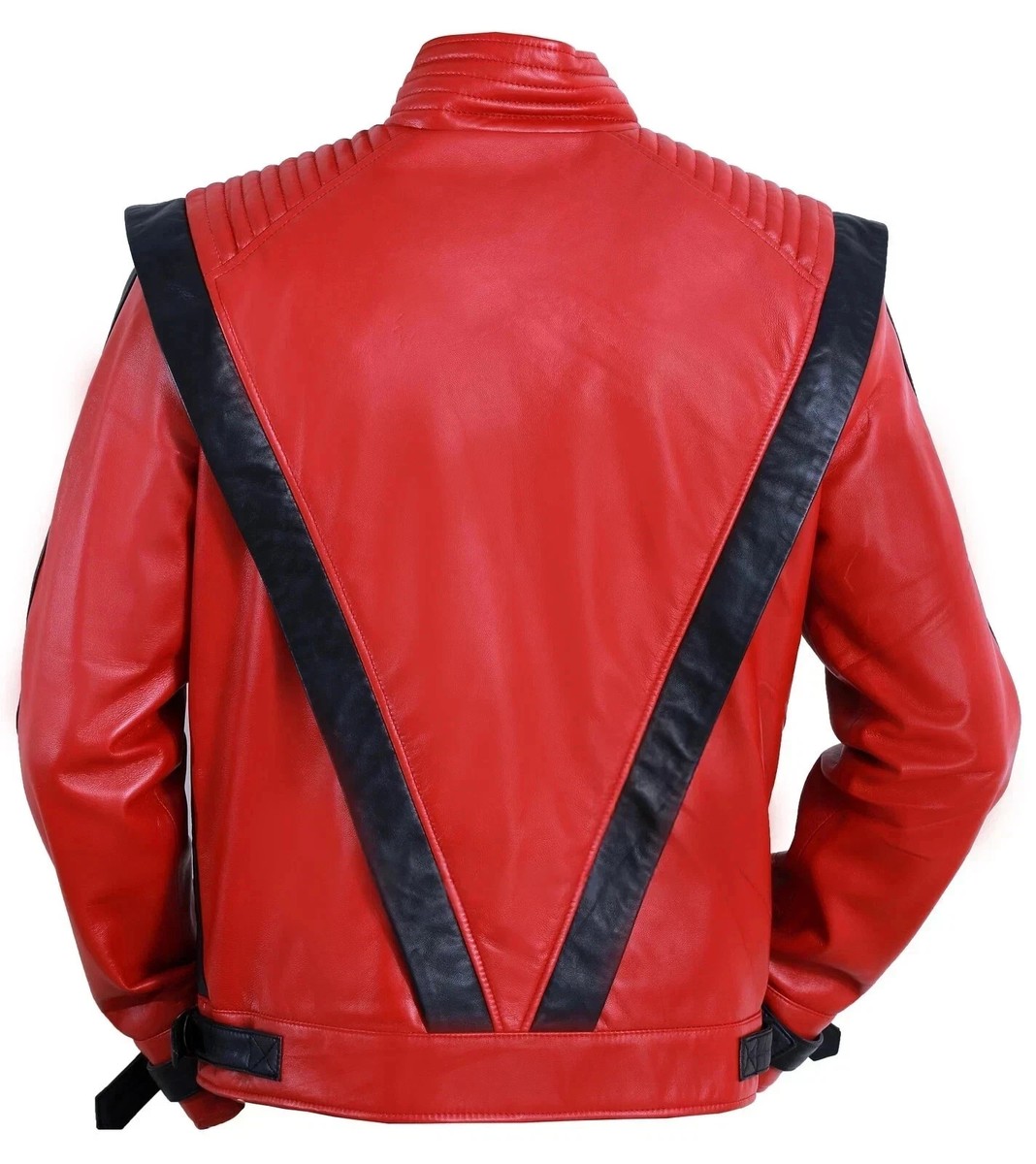 Michael Jackson Thriller Mens Real Red Leather Jacket Movie Style