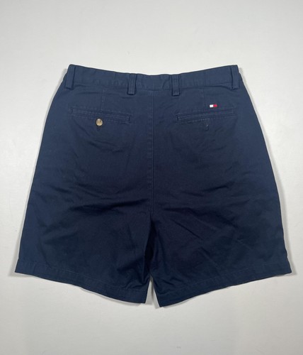Tommy Hilfiger Shorts Mens 34 Navy Pleated Chino Cotton Zip Fly Preppy Casual - Picture 2 of 5