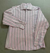 Ermenegildo Zegna Dress Shirt Adult 16 1/2-41 Purple Striped Button Up Mens.