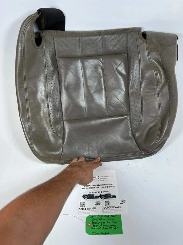 Dodge Ram 1500-3500 2006-2009 fabricante de equipos originales asiento de pasajero tapizado inferior cuero tostado Foto 2 de 4