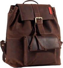 Echt Büffelleder Rucksack Tasche - dunkelbraun / Muskat - Shalimar Germany