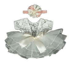 Baby Photography Props Outfit Lace Bowknot Skirt with Flower Headband