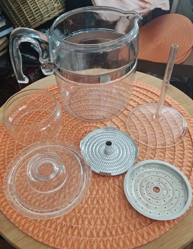 Pyrex Glass Vintage Flameware 9 cup Coffee Pot Percolator Maker Stem Pump