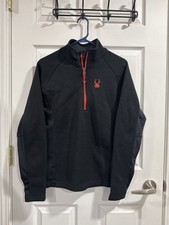 Spyder 1/4 Zip Pullover Fleece Black Red Logo Unisex Small NWOT
