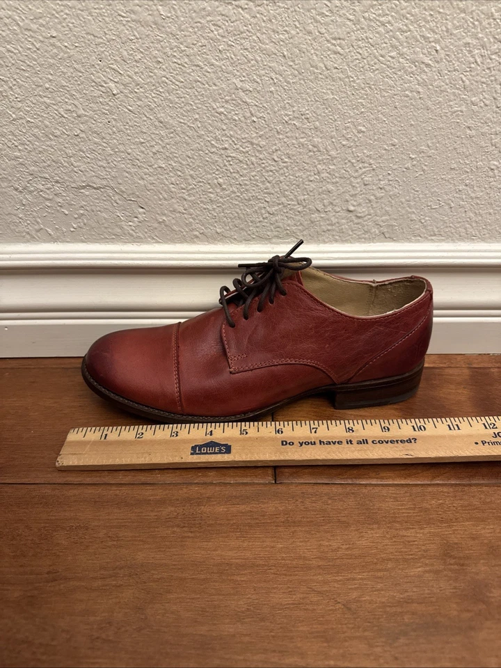 Frye Erin Oxford Shoes Womens Size 9 B Red Leather Lace Up Dress Casual Cap Toe - Image 2 of 4