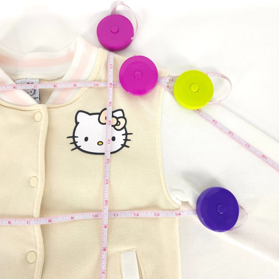 Chaqueta Universitaria Hello Kitty Niñas 6X Rosa Crema Lazo Sanrio 2024 Forrada de Vellón Foto 4 de 4