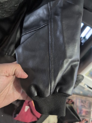 Vintage Y2K Avirex Black Leather Jacket Youth Sz 6 varsity 90's hip hop - Picture 9 of 9
