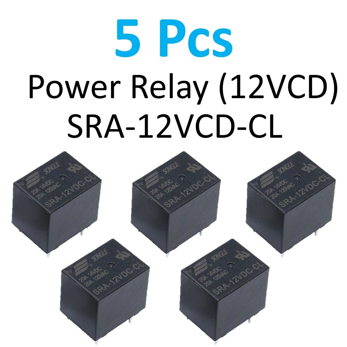 10Pcs 5V 20A DC Power Relay SRA-05VDC-CL 5Pin PCB - Foto 4