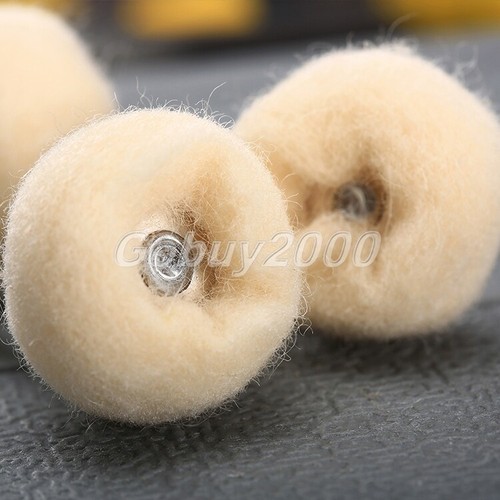 25mm Wool Felt Polishing Buffing Round Wheel & Shank 10pcs Grinder Rotary Tool - Picture 4 of 12
